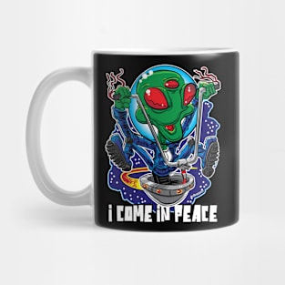 I Come in Peace Alien UFO with Handlebars Mug